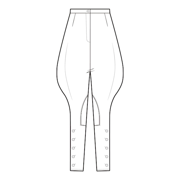 Vector jodhpur pants pants flat drawing fashion flat sketches