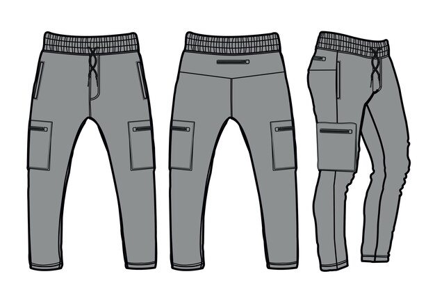 Jogger Fashion Flat Template Vector Sketch