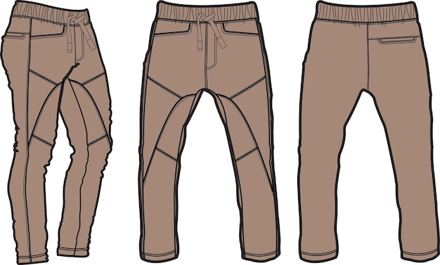 Vector jogger flat sketch template vector illustration of pant men's fashion