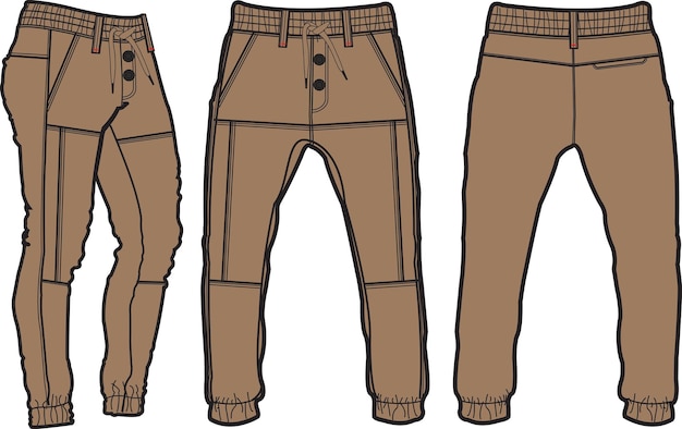 Vector jogger flat sketch template vector illustration of pant men's fashion