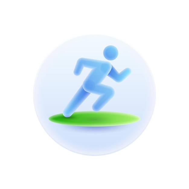 Vector jogger or runner glassmorphism icon