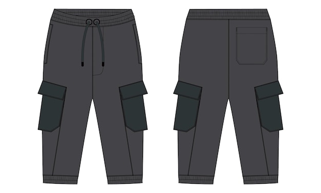 Jogger pantaloni della tuta disegno tecnico modello di illustrazione vettoriale di moda schizzo piatto