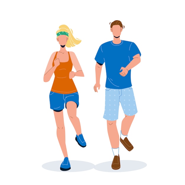 Vector joggers man and woman running together