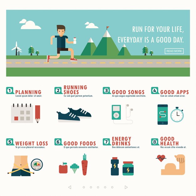 Vettore banner da jogging e infografica