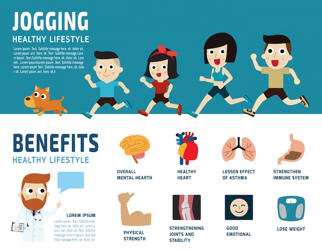 jogging healthcare concept  illustration.