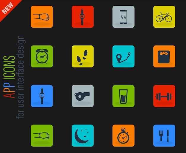 Jogging and workout simply icons