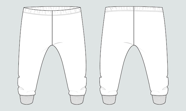 Vector joggingbroek technische mode platte schets vector illustratie sjabloon voor kinderen