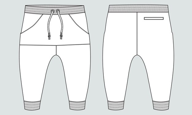 Joggingbroek Technische Mode platte schets Vector illustratie sjabloon