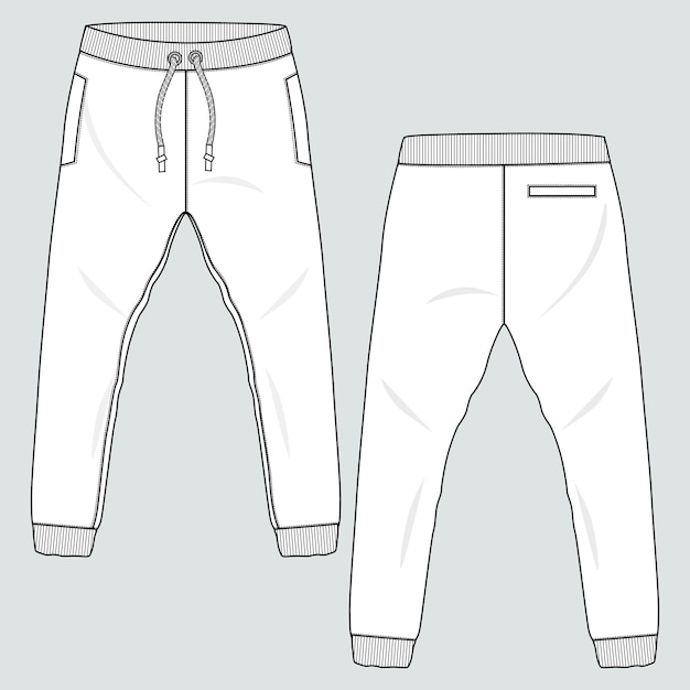 Joggingbroek Technische Mode platte schets Vector illustratie sjabloon