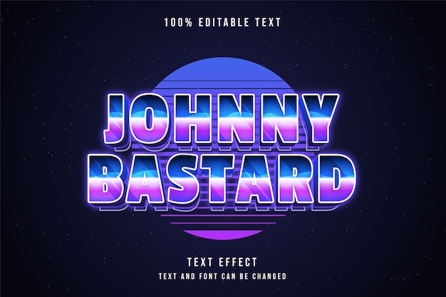 Johnny bastard, 3d bewerkbaar teksteffect blauwe gradatie 80s neon tekststijl