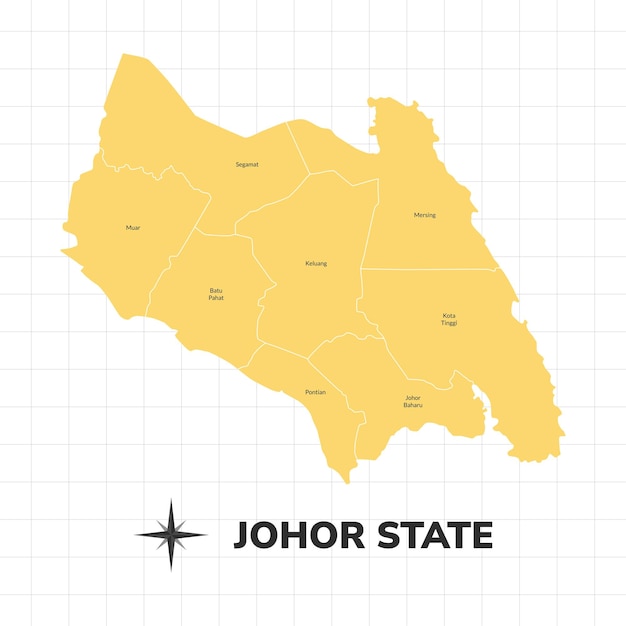 Johor State map illustration Map of state in Malaysia