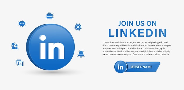 Unisciti o seguici sullo sfondo del logo linkedin per i banner dei loghi dei social media e le icone di notifica