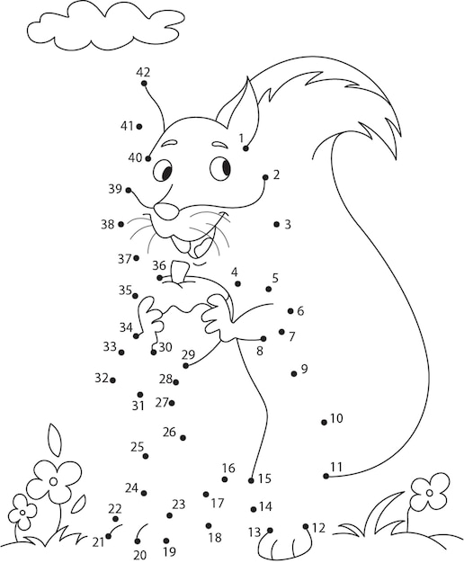 Vettore unisciti all'illustrazione vettoriale dell'attività dello scoiattolo numero