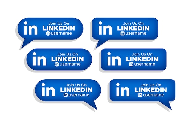 Join us on Linkedin social media banner label 3d vector illustration