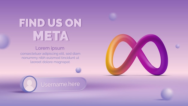 Join us on Meta with 3d logo and username box new Facebook Instagram logo Premium vector