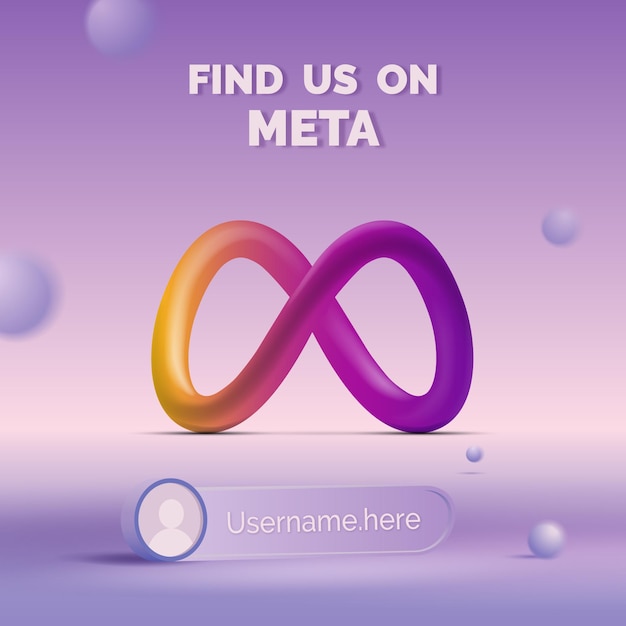 Join us on meta with 3d logo and username box new facebook instagram logo premium vector