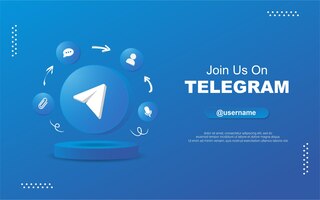 Вектор Присоединяйтесь к нам в telegram для социальных сетей в 3d круглых значках уведомлений