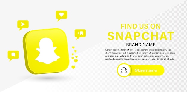 Snapchat 3d 로고 아이콘 소셜 미디어 로고 배너 및 연설 거품의 알림 아이콘에 참여하십시오