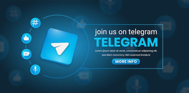 Vector join us on telegram 3d telegram logo with social media icon telegram square banner for instagram a