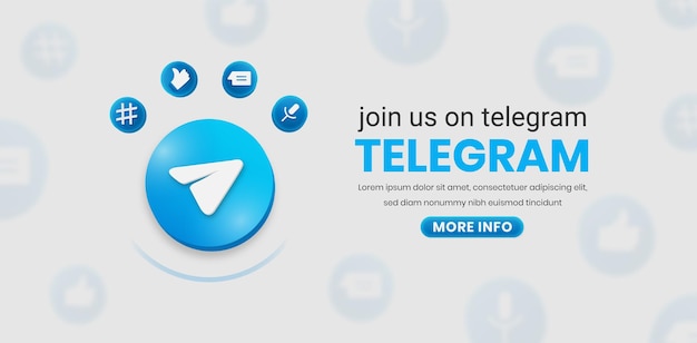 присоединяйтесь к нам в телеграмме 3d логотип телеграммы со значком социальных сетей квадратный баннер телеграммы для instagram a