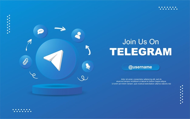 Join us on telegram for social media in 3d round circle notification icons