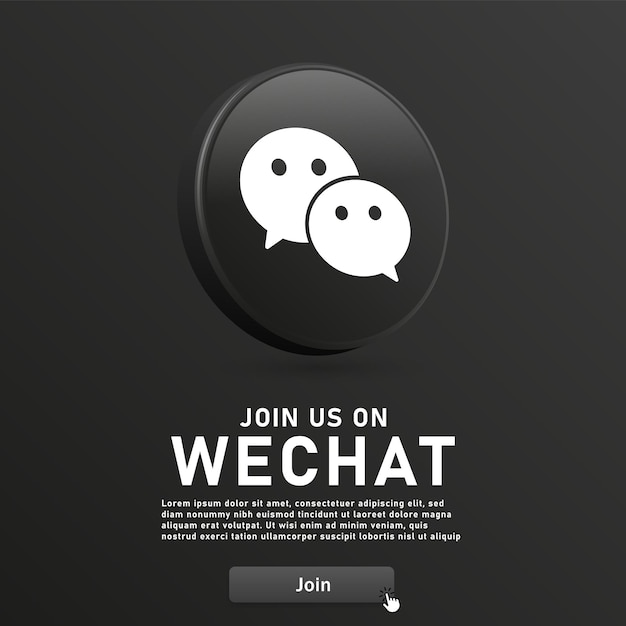 Join us on wechat 3d logo icon for social media icons logos in 3d round circle contact us banner