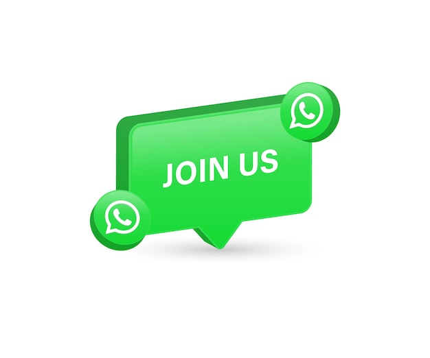 Join us whatsapp in 3d speech bubble with render whatsapp icon logo contact us social media icons