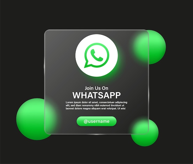 Join us on whatsapp logo icon in glassmorphism transparent background social media icons logos