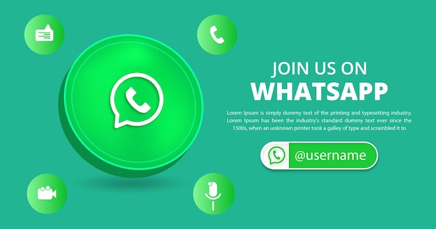 Vettore unisciti a noi su whatsapp social media banner con un 3d cerchio rotondo whatsapp square banner per instagram