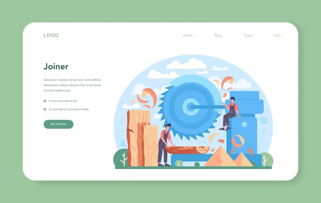 ベクトル ジョイナーまたは大工のウェブバナーまたはランディングページの木製家具