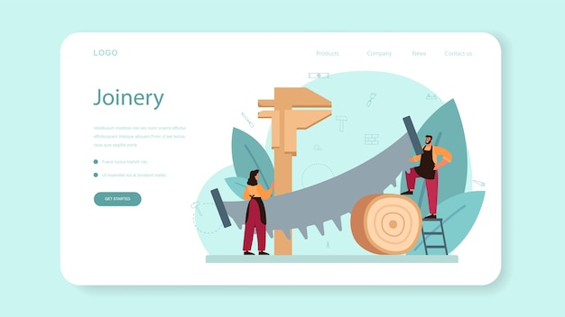 目地棒または大工のwebバナーまたはランディングページ