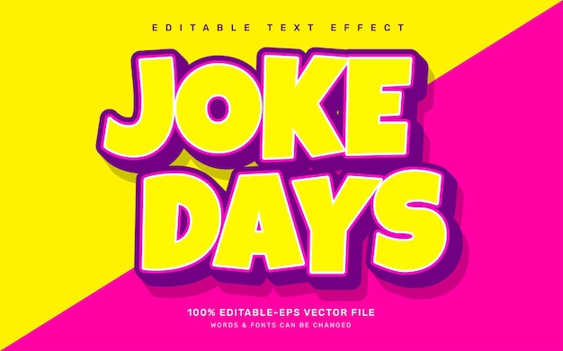 Vector joke days editable text effect template