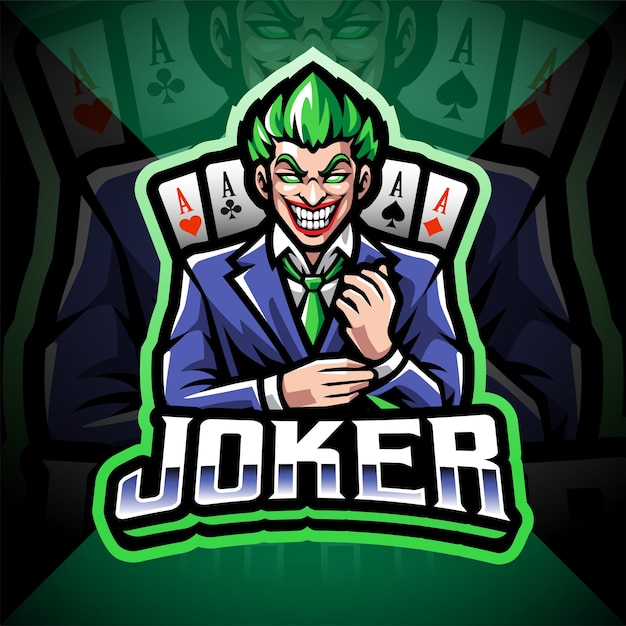 Vettore design del logo della mascotte di joker esport