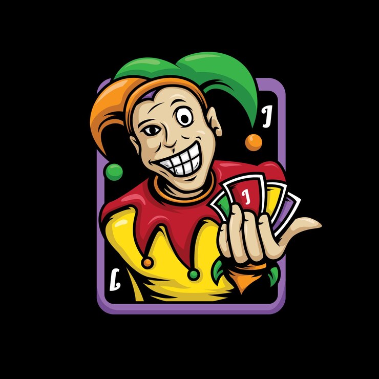 Joker kaart mascotte illustratie vector ontwerp