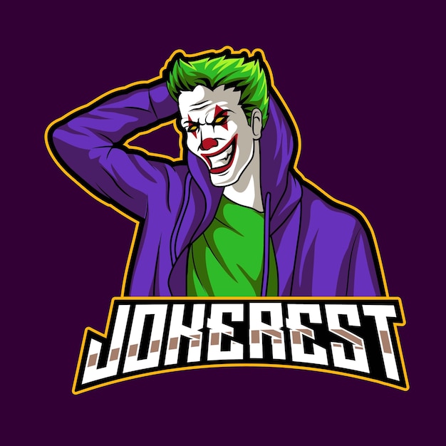 Joker mascotte per sport ed esport logo illustrazione vettoriale