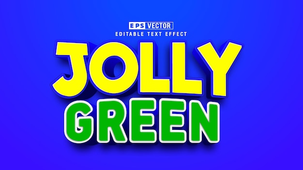 Jolly green 3d редактируемый вектор текстового эффекта с фоном