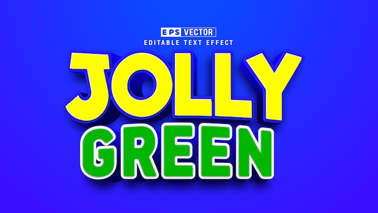 Вектор jolly green 3d редактируемый вектор текстового эффекта с фоном