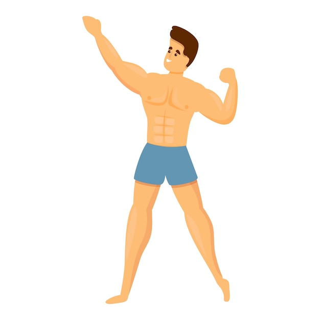 Vector jong bodybuilderpictogram. cartoon van jonge bodybuilder vector pictogram voor webdesign geïsoleerd op een witte achtergrond