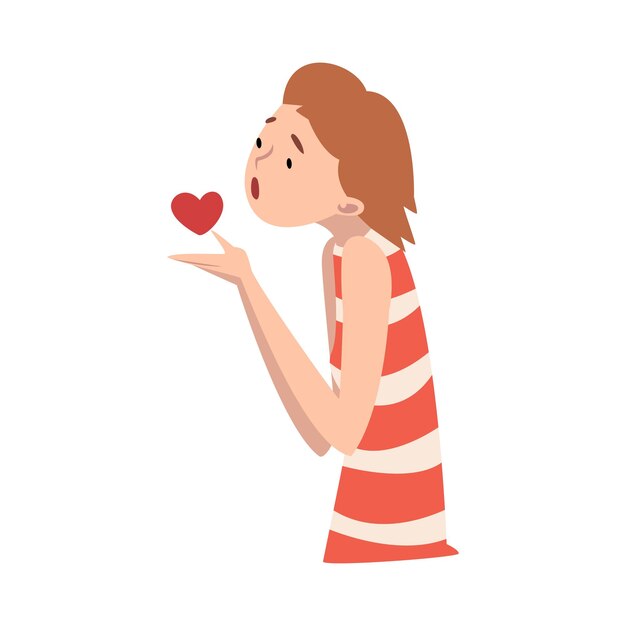 Jong meisje houdt een hart in haar handen vector illustratie