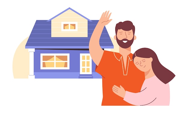 jong verliefd stel koopt hun eigen huisje