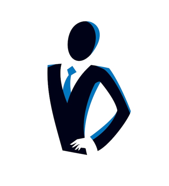 Jonge aantrekkelijke zakenman vector logo of pictogram geïsoleerd op wit, zakenman symbool.