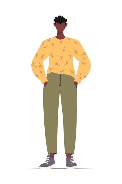 Jonge Afro-Amerikaanse student in casual kleding studeert onderwijs en academisch concept Platte vector