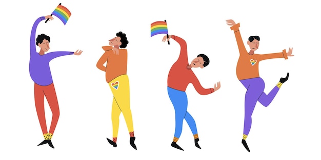 Jonge dansende man met open pride dansende lgbt-vectorillustratie