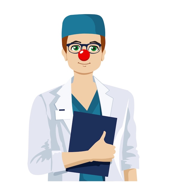 Jonge dokter met een rode clownneus Illustratie van Red Nose Day Doctors Day Vector illustratie