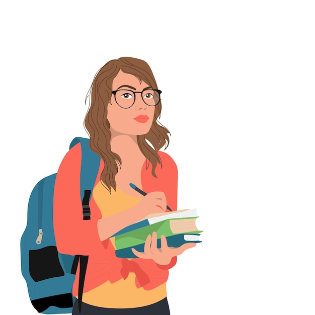Jonge gelukkige student met rugzak op witte achtergrond
