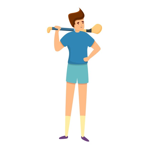 Vector jonge hurling speler pictogram cartoon van jonge hurling speler vector pictogram voor webdesign geïsoleerd op een witte achtergrond