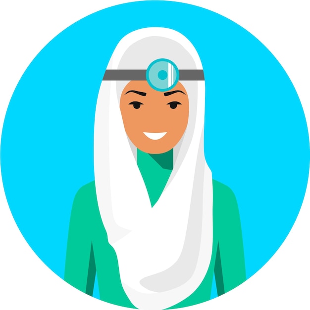 Jonge islamitische Arabische spoedeisende hulp arts Vrouw Karakter Avatar Icon in Flat Style Vector Illustratie