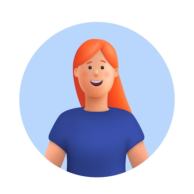 Jonge lachende vrouw Mia avatar 3d vector mensen karakter illustratie Cartoon minimalistische stijl