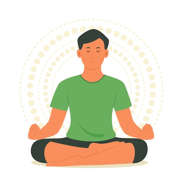 Jonge man beoefent yoga-meditatie