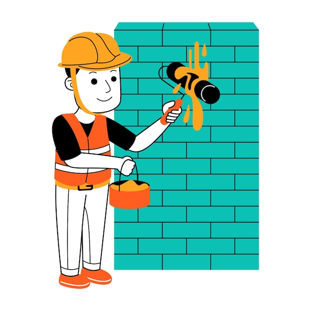 jonge man bouwer vectorillustratie